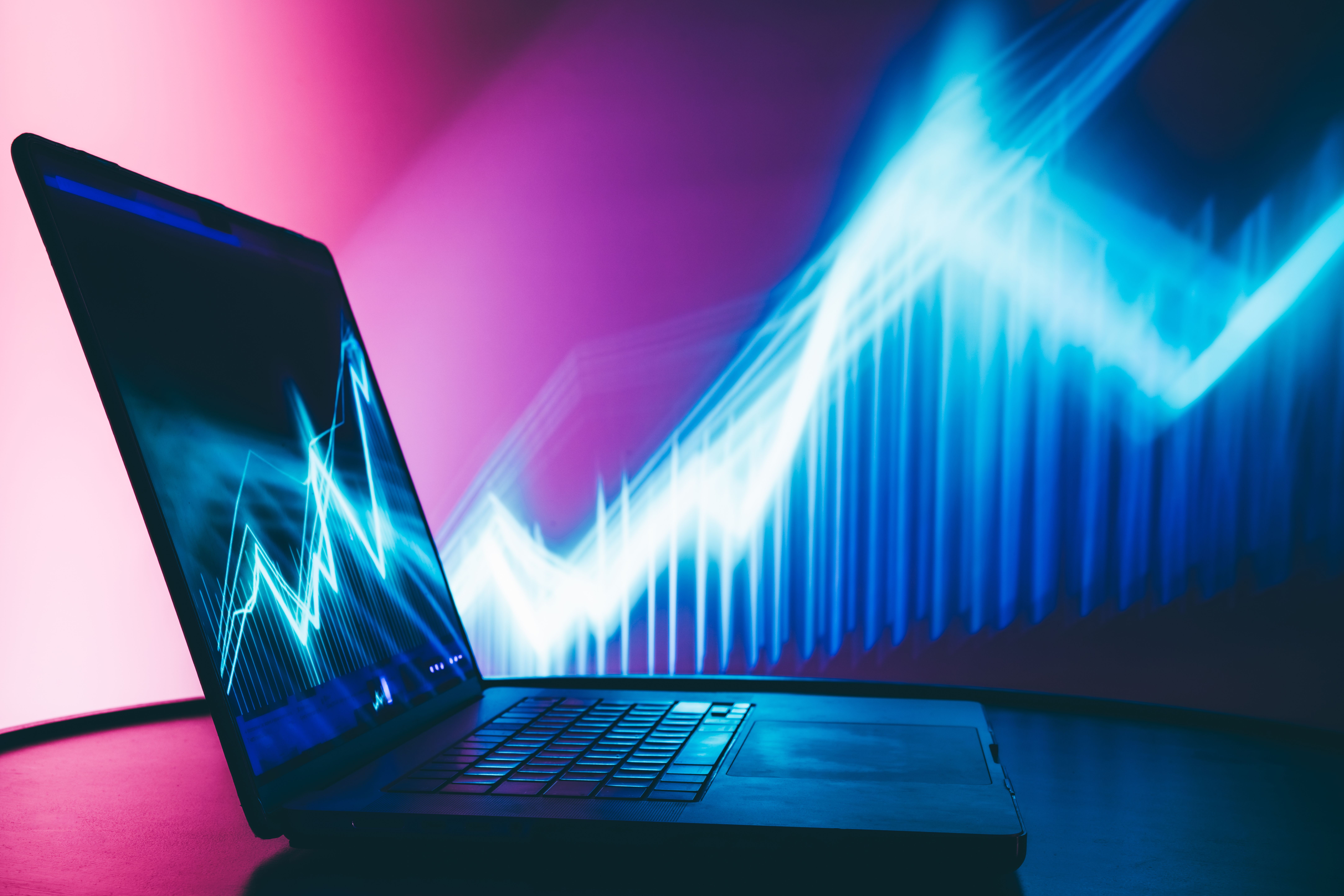 laptop and line graph