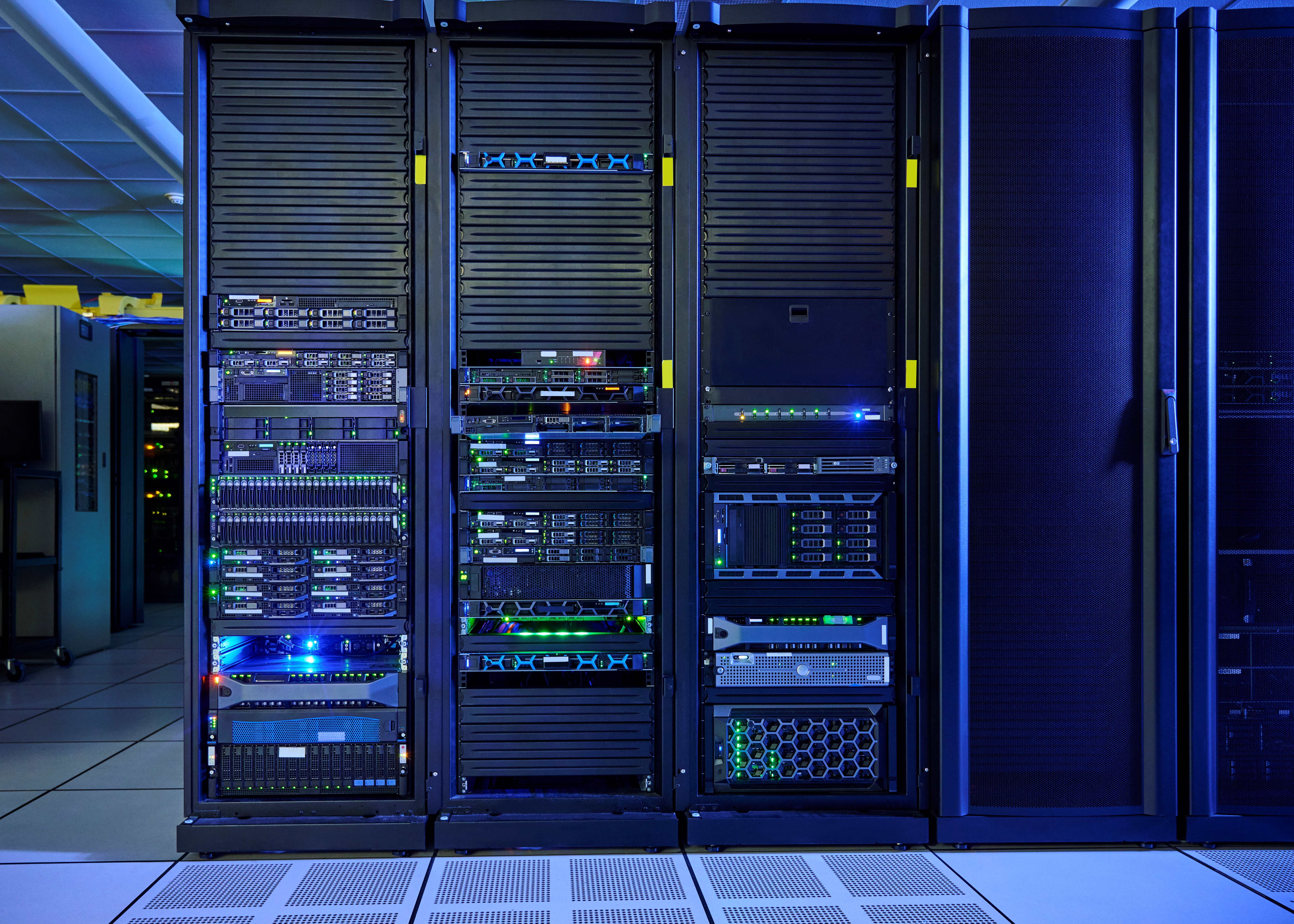 Server infrastructure in a modern warehouse space